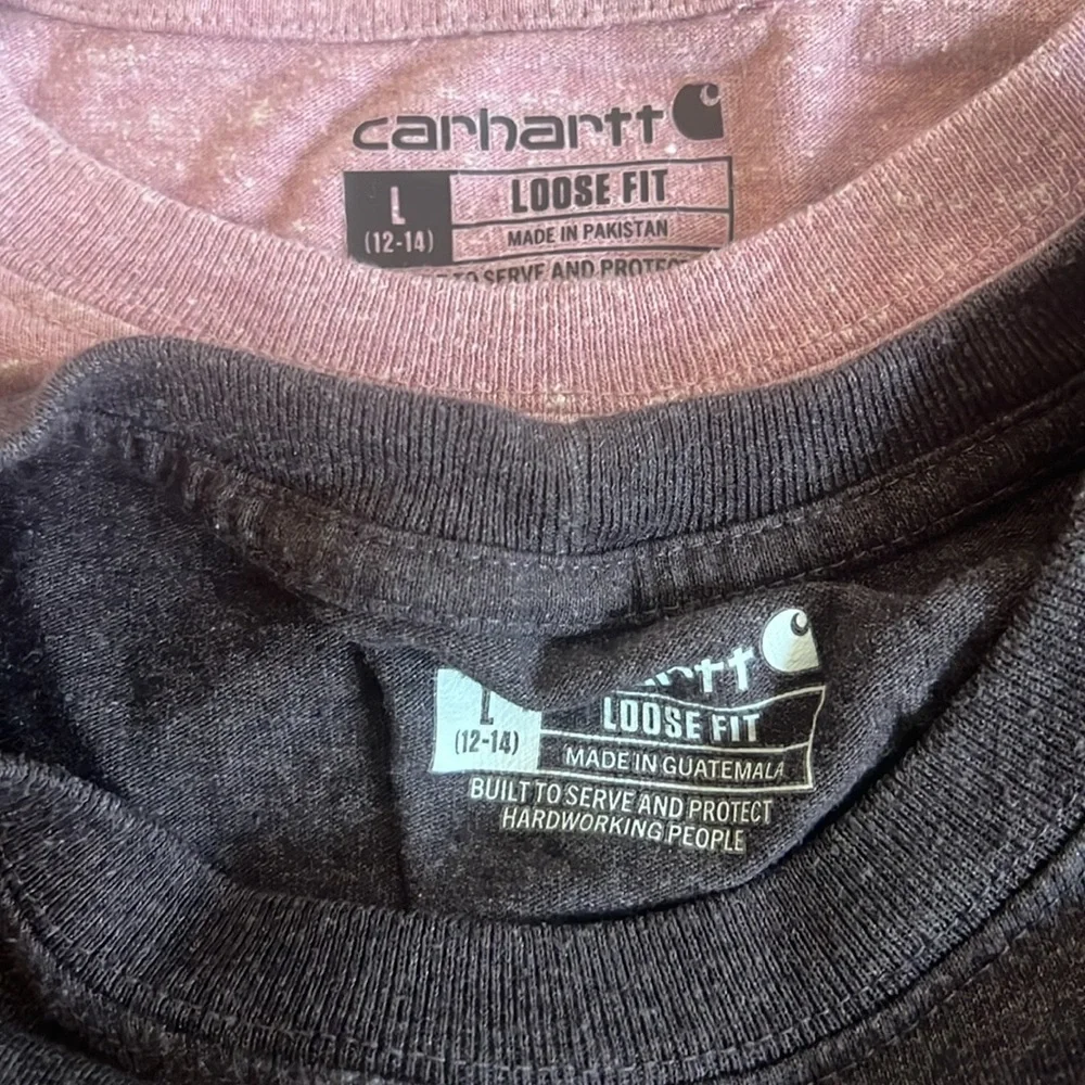 2x Carhartt Long Sleeve Loose Fit size Large heather women’s shirts thick cotton - Picture 4 of 6